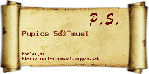 Pupics Sámuel névjegykártya